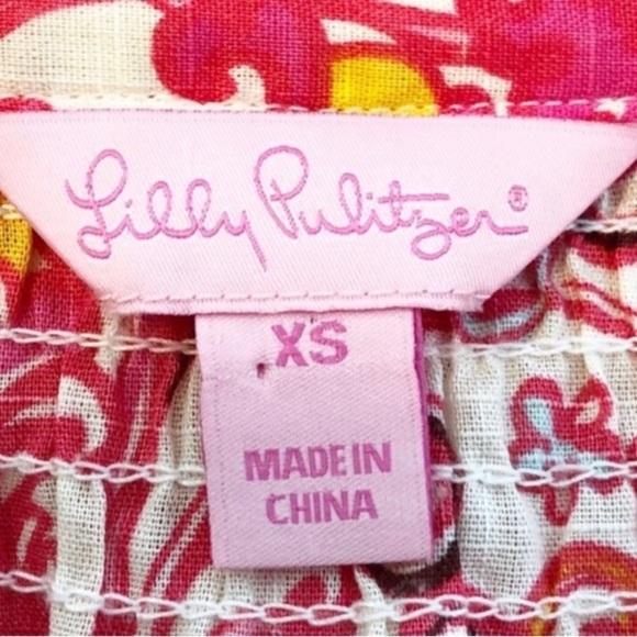 Lilly Pulitzer Elsa Pink Floral Blouse Top Size Extra Small - Picture 7 of 8